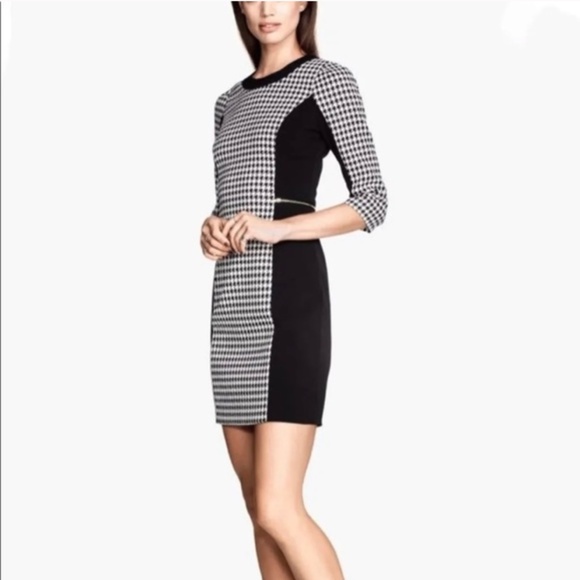 H&M Dresses & Skirts - H&M cocktail dress 3/4 sleeve houndstooth print